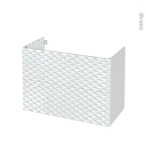 Meuble de salle de bains - Sous vasque - ALPA Blanc - 2 tiroirs - Côtés blanc brillant - L100 x H70 x P50 cm