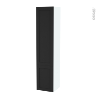 Colonne de salle de bains - 2 portes - AVARA Frêne Noir - Côtés blancs - Version B - L40 x H182 x P40 cm