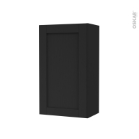 Armoire de salle de bains - Rangement haut - AVARA Frêne Noir - 1 porte - Côtés décors - L40 x H70 x P27 cm