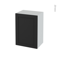 Meuble de salle de bains - Rangement bas - AVARA Frêne Noir - 1 porte - L50 x H70 x P37 cm