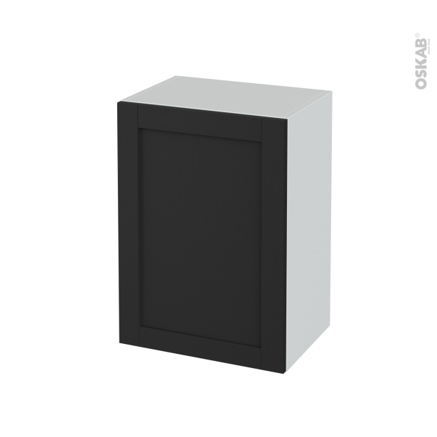 Meuble de salle de bains Rangement bas <br />AVARA Frêne Noir, 1 porte, L50 x H70 x P37 cm 