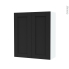 #Armoire de salle de bains - Rangement haut - AVARA Frêne Noir - 2 portes - Côtés blancs - L60 x H70 x P27 cm