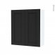 Armoire de salle de bains - Rangement haut - AVARA Frêne Noir - 2 portes - Côtés blancs - L60 x H70 x P27 cm