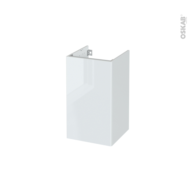 Meuble de salle de bains Sous vasque <br />BORA Blanc, 1 porte, Côtés décors,  L40 x H70 x P40 cm 