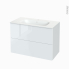 #Meuble de salle de bains Plan vasque NEMA <br />BORA Blanc, 2 tiroirs, Côtés décors, L100.5 x H71.5 x P50,6 cm 