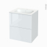 #Meuble de salle de bains Plan vasque NEMA <br />BORA Blanc, 2 tiroirs, Côtés décors, L60.5 x H71.5 x P50,6 cm 