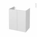 Meuble de salle de bains - Sous vasque - GINKO Blanc - 2 portes - Côtés décors - L60 x H70 x P40 cm