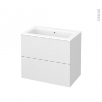 Meuble de salle de bains - Plan vasque NAJA - GINKO Blanc - 2 tiroirs - Côtés décors - L80,5 x H71,5 x P50,5 cm