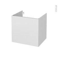Meuble de salle de bains - Sous vasque - GINKO Blanc - 1 porte - Côtés décors - L60 x H57 x P50 cm
