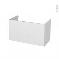 Meuble de salle de bains - Sous vasque - GINKO Blanc - 2 portes - Côtés décors - L100 x H57 x P50 cm