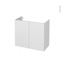 Meuble de salle de bains - Sous vasque - GINKO Blanc - 2 portes - Côtés décors - L80 x H70 x P40 cm