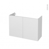 Meuble de salle de bains - Sous vasque - GINKO Blanc - 2 portes - Côtés décors - L100 x H70 x P40 cm