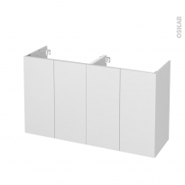Meuble de salle de bains - Sous vasque double - GINKO Blanc - 4 portes - Côtés décors - L120 x H70 x P40 cm