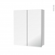 Armoire de toilette - Rangement haut - GINKO Blanc - 2 portes miroir - Côtés décors - L60 x H70 x P17 cm