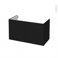 Meuble de salle de bains - Sous vasque - GINKO Noir - 2 portes - Côtés décors - L100 x H57 x P50 cm