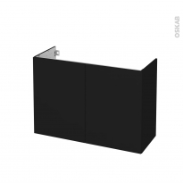 Meuble de salle de bains - Sous vasque - GINKO Noir - 2 portes - Côtés décors - L100 x H70 x P40 cm