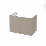 Meuble de salle de bains - Sous vasque - GINKO Taupe - 2 tiroirs - Côtés décors - L80 x H57 x P50 cm