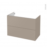 Meuble de salle de bains - Sous vasque - GINKO Taupe - 2 tiroirs - Côtés décors - L100 x H70 x P50 cm