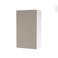 Armoire de salle de bains - Rangement haut - GINKO Taupe - 1 porte - Côtés blancs - L40 x H70 x P27 cm