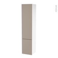 Colonne de salle de bains - 2 portes - GINKO Taupe - Côtés blancs - Version B - L40 x H182 x P40 cm