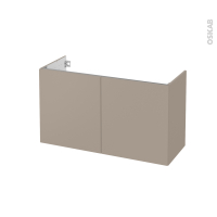 Meuble de salle de bains - Sous vasque - GINKO Taupe - 2 portes - Côtés décors - L100 x H57 x P40 cm