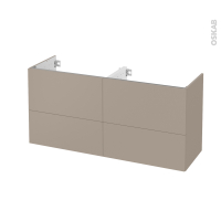 Meuble de salle de bains - Sous vasque double - GINKO Taupe - 4 tiroirs - Côtés décors - L120 x H57 x P40 cm