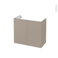 Meuble de salle de bains - Sous vasque - GINKO Taupe - 2 portes - Côtés décors - L80 x H70 x P40 cm