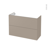 Meuble de salle de bains - Sous vasque - GINKO Taupe - 2 tiroirs - Côtés décors - L100 x H70 x P40 cm