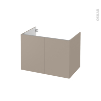 Meuble de salle de bains - Sous vasque - GINKO Taupe - 2 portes - Côtés décors - L80 x H57 x P50 cm