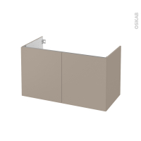 Meuble de salle de bains - Sous vasque - GINKO Taupe - 2 portes - Côtés décors - L100 x H57 x P50 cm
