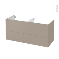 Meuble de salle de bains - Sous vasque double - GINKO Taupe - 4 tiroirs - Côtés décors - L120 x H57 x P50 cm