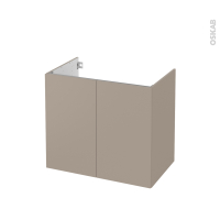 Meuble de salle de bains - Sous vasque - GINKO Taupe - 2 portes - Côtés décors - L80 x H70 x P50 cm