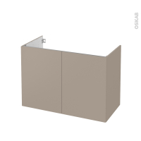 Meuble de salle de bains - Sous vasque - GINKO Taupe - 2 portes - Côtés décors - L100 x H70 x P50 cm