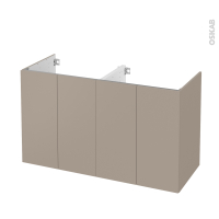 Meuble de salle de bains - Sous vasque double - GINKO Taupe - 4 portes - Côtés décors - L120 x H70 x P50 cm