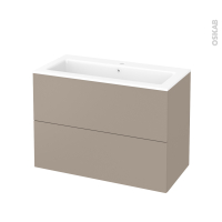 Meuble de salle de bains - Plan vasque NAJA - GINKO Taupe - 2 tiroirs - Côtés décors - L100,5 x H71,5 x P50,5 cm