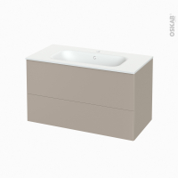 Meuble de salle de bains - Plan vasque NEMA - GINKO Taupe - 2 tiroirs - Côtés décors - L100,5 x H58,5 x P50,6 cm