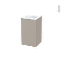 Meuble de salle de bains - Plan vasque ODON - GINKO Taupe - 1 porte - Côtés décors -  L41 x H71,5 x P41 cm