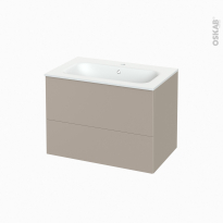 Meuble de salle de bains - Plan vasque NEMA - GINKO Taupe - 2 tiroirs - Côtés décors - L80.5 x H58.5 x P50,6 cm