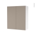 #Armoire de salle de bains - Rangement haut - GINKO Taupe - 2 portes - Côtés blancs - L60 x H70 x P27 cm