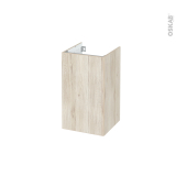 Meuble de salle de bains - Sous vasque - IKORO Chêne clair - 1 porte - Côtés décors -  L40 x H70 x P40 cm