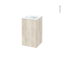 Meuble de salle de bains - Plan vasque ODON - IKORO Chêne clair - 1 porte - Côtés décors -  L41 x H71,5 x P41 cm