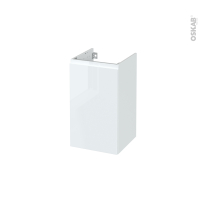 Meuble de salle de bains - Sous vasque - IPOMA Blanc brillant - 1 porte - Côtés décors -  L40 x H70 x P40 cm