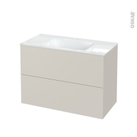Meuble de salle de bains - Plan vasque VALA - HELIA Beige - 2 tiroirs - Côtés décors - L100,5 x H71,2 x P50,5 cm