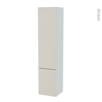 Colonne de salle de bains - 2 portes - HELIA Beige - Côtés blancs - Version B - L40 x H182 x P40 cm