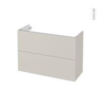 Meuble de salle de bains - Sous vasque - HELIA Beige - 2 tiroirs - Côtés décors - L100 x H70 x P40 cm