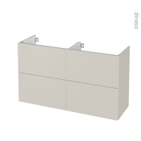 Meuble de salle de bains - Sous vasque double - HELIA Beige - 4 tiroirs - Côtés décors - L120 x H70 x P40 cm