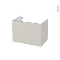 Meuble de salle de bains - Sous vasque - HELIA Beige - 2 portes - Côtés décors - L80 x H57 x P50 cm