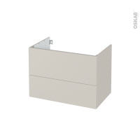 Meuble de salle de bains - Sous vasque - HELIA Beige - 2 tiroirs - Côtés décors - L80 x H57 x P50 cm