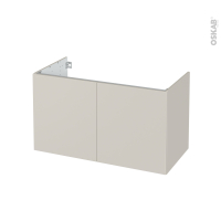 Meuble de salle de bains - Sous vasque - HELIA Beige - 2 portes - Côtés décors - L100 x H57 x P50 cm