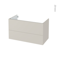 Meuble de salle de bains - Sous vasque - HELIA Beige - 2 tiroirs - Côtés décors - L100 x H57 x P50 cm